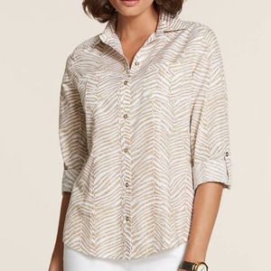 Michael Kors, Plus Size 2X, Cotton Tribal Zebra Button-Up Shirt